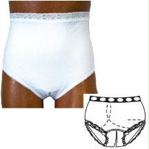Options Split-cotton Crotch With Built-in Barrier/support, White, Right-side Stoma, Small 4-5, Hips 33